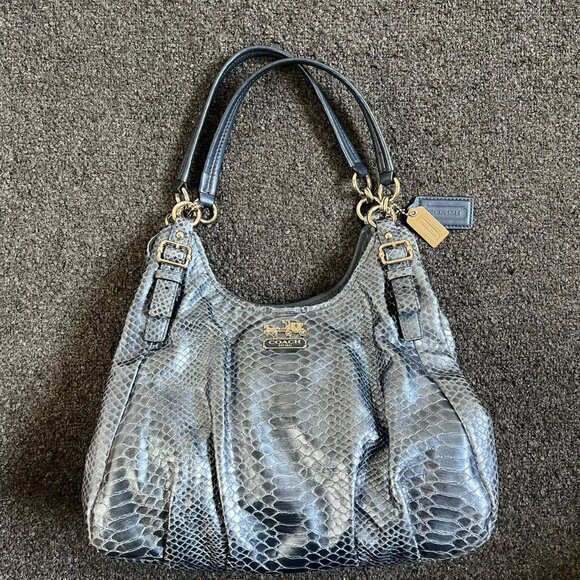 COACH Authentic Limited Edition Blue Snakeskin Leather Y2K Bag - Picture 2 of 6